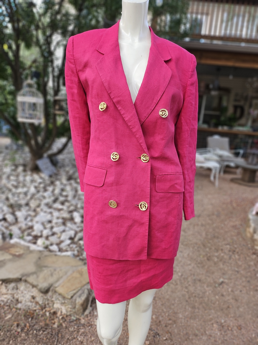 Authetic Jag USA Double-Breasted Fuscia Women's Blazer Skirt & Jacket Set 8 & 6